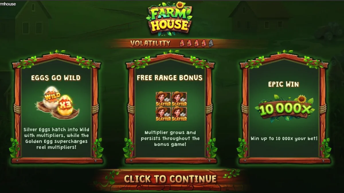 Tampilan visual slot Farmhouse dengan tema peternakan yang ceria